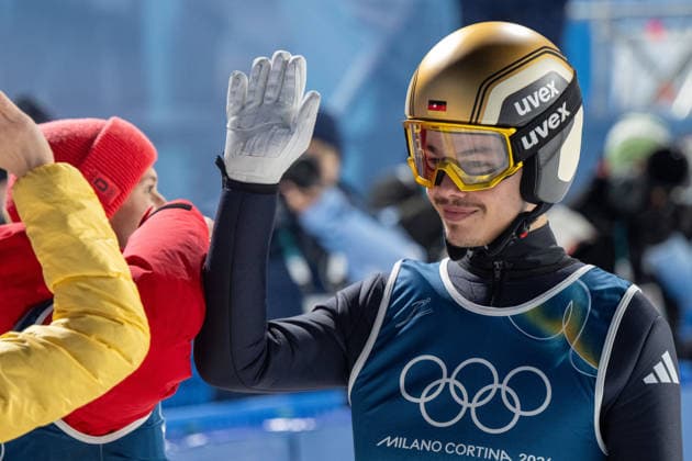 OLYMPICS - Winter Olympic Games, Olympische Spiele, Olympia, OS Milano Cortina 2026 VAL DI FIEMME,ITALY,10.FEB.26 - OLYMPICS, Ski jumping, Skispringen, Ski, nordisch - Winter Olympic Games Milano Cortina 2026, normal hill, mixed team. Image shows Philipp Raimund (GER).  GEPAxpictures xOliverxLerch