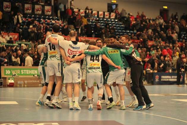Foto : Jubel nach dem Schlußpfiff bei den Spielern aus Leipzig Handball Herren 1. Bundesliga am Di. 10.02.2026 HSV Handball - SC DHFK Leipzig