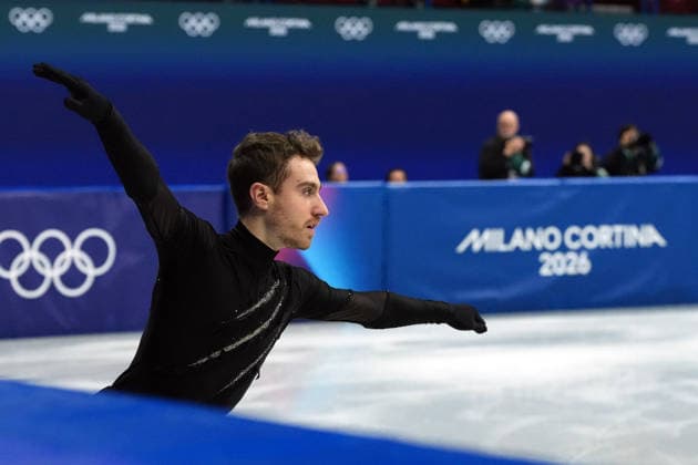 Italy™s Matteo Rizzo competes during the Figure skating, Eiskunstlauf Men Single Skating Short Program at the Milano Cortina 2026 Winter Olympics, in Milan (Italy) February 10, 2026 (Photo Claudio Furlan LaPresse)  Copyright: xClaudioxFurlan LaPressex