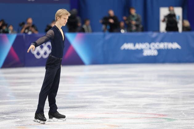 Winter Olympics - Men s Single Skating - Short Program Daniel Grassl of Team Italy competes in Men s Single Skating - Short Program on day four of the Milano Cortina 2026 Winter Olympic Games, Olympische Spiele, Olympia, OS at Milano Ice Skating Arena on February 10, 2026 in Milan, Italy. Photo by Alexis Jumeau ABACAPRESS.COM Milan Italy  Copyright: xJumeauxAlexis ABACAx