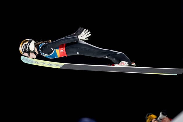 OLYMPICS - Winter Olympic Games, Olympische Spiele, Olympia, OS Milano Cortina 2026 PREDAZZO,ITALY,10.FEB.26 - OLYMPICS, Ski jumping, Skispringen, Ski, nordisch - Winter Olympic Games Milano Cortina 2026, normal hill, mixed team. Image shows Emma Chervet (FRA).  GEPAxpictures xMatthiasxTrinkl