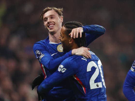 London, England, 10th February 2026. Cole Palmer of Chelsea celebrates scoring their second goal during the Chelsea vs Leeds United Premier League match at Stamford Bridge, London. Picture credit should read: Paul Terry Sportimage EDITORIAL USE ONLY. No use with unauthorised audio, video, data, fixture lists, club league logos or live services. Online in-match use limited to 120 images, no video emulation. No use in betting, games or single club league player publications. SPI_037_PT_Chelsea_v_Leeds_United SPI-4517-0037