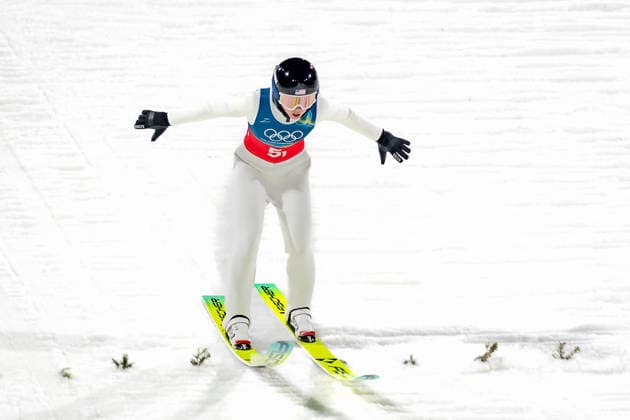 OLYMPICS - Winter Olympic Games, Olympische Spiele, Olympia, OS Milano Cortina 2026 PREDAZZO,ITALY,10.FEB.26 - OLYMPICS, Ski jumping, Skispringen, Ski, nordisch - Winter Olympic Games Milano Cortina 2026, normal hill, mixed team. Image shows Annika Belshaw (USA).  GEPAxpictures xMatthiasxTrinkl