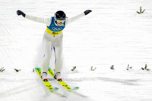 OLYMPICS - Winter Olympic Games, Olympische Spiele, Olympia, OS Milano Cortina 2026 PREDAZZO,ITALY,10.FEB.26 - OLYMPICS, Ski jumping, Skispringen, Ski, nordisch - Winter Olympic Games Milano Cortina 2026, normal hill, mixed team. Image shows Paige Jones (USA).  GEPAxpictures xMatthiasxTrinkl