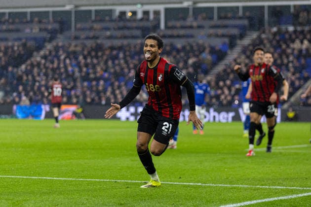 Football - FA Premier League - Everton FC v Bournemouth AFC LIVERPOOL, ENGLAND - Tuesday, February 10, 2026: Bournemouth s Amine Adli celebrates after scoring his side s second goal during the FA Premier League match between Everton FC and Bournemouth AFC at Bramley-Moore Dock. (Photo by David Rawcliffe Propaganda) LIVERPOOL Bramley-Moore Dock MERSEYSIDE ENGLAND  Copyright: xDavidxRawcliffex P2026-02-10-Everton_Bournemouth-45
