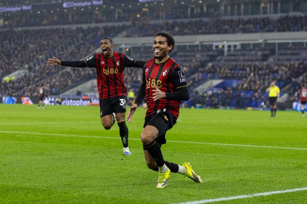 Football - FA Premier League - Everton FC v Bournemouth AFC LIVERPOOL, ENGLAND - Tuesday, February 10, 2026: Bournemouth s Amine Adli celebrates after scoring his side s second goal during the FA Premier League match between Everton FC and Bournemouth AFC at Bramley-Moore Dock. (Photo by David Rawcliffe Propaganda) LIVERPOOL Bramley-Moore Dock MERSEYSIDE ENGLAND  Copyright: xDavidxRawcliffex P2026-02-10-Everton_Bournemouth-47