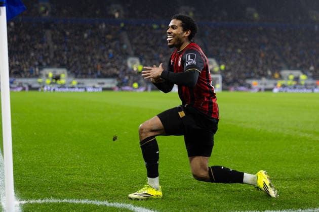 Football - FA Premier League - Everton FC v Bournemouth AFC LIVERPOOL, ENGLAND - Tuesday, February 10, 2026: Bournemouth s Amine Adli celebrates after scoring his side s second goal during the FA Premier League match between Everton FC and Bournemouth AFC at Bramley-Moore Dock. (Photo by David Rawcliffe Propaganda) LIVERPOOL Bramley-Moore Dock MERSEYSIDE ENGLAND  Copyright: xDavidxRawcliffex P2026-02-10-Everton_Bournemouth-50