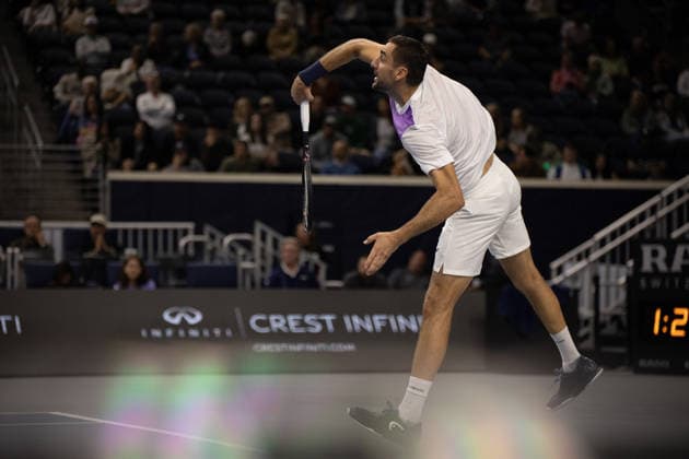 February 10, 2026, Frisco, Texas, USA: MARIN CILIC (CRO) serves during a menÃ¢â‚¬â ¢s singles match at 2026 Nexo Dallas Open at The Ford Center at The Star in Frisco, Texas. Marin Cilic recorded his 600th career win after defeating Leaner Tien, 7:5, 7:6. Tennis 2026: Dallas Open: Cilic 7:5, 7:6 Tien  - ZUMAh193 20260210_zsp_h193_037 Copyright: xDanielxMcGregor-Huyerx
