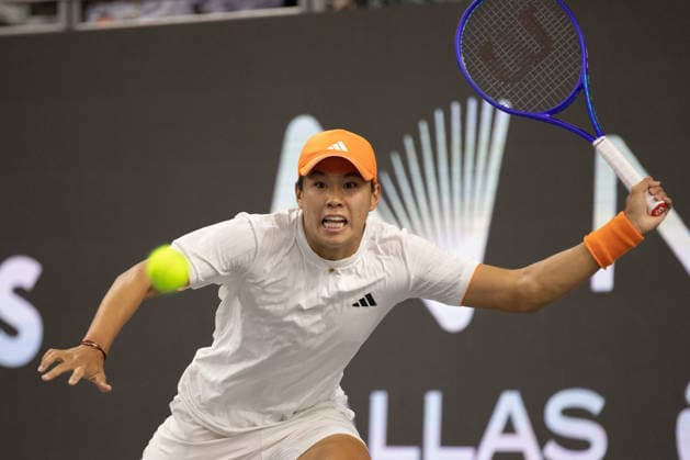 February 10, 2026, Frisco, Texas, USA: LEARNER TIEN (USA) hits the ball during a menÃ¢â‚¬â ¢s singles match at 2026 Nexo Dallas Open at The Ford Center at The Star in Frisco, Texas. Marin Cilic recorded his 600th career win after defeating Leaner Tien, 7:5, 7:6. Frisco USA - ZUMAh193 20260210_zsp_h193_040 Copyright: xDanielxMcGregor-Huyerx
