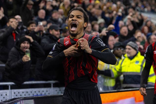 Football - FA Premier League - Everton FC v Bournemouth AFC LIVERPOOL, ENGLAND - Tuesday, February 10, 2026: Bournemouth s Amine Adli celebrates after scoring his side s second goal during the FA Premier League match between Everton FC and Bournemouth AFC at Bramley-Moore Dock. (Photo by David Rawcliffe Propaganda) LIVERPOOL Bramley-Moore Dock MERSEYSIDE ENGLAND  Copyright: xDavidxRawcliffex P2026-02-10-Everton_Bournemouth-55