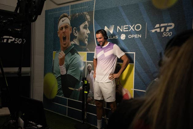 February 10, 2026, Frisco, Texas, USA: MARIN CILIC (CRO) gets interview after a menÃ¢â‚¬â ¢s singles match at 2026 Nexo Dallas Open at The Ford Center at The Star in Frisco, Texas. Marin Cilic recorded his 600th career win after defeating Leaner Tien, 7:5, 7:6. Frisco USA - ZUMAh193 20260210_zsp_h193_048 Copyright: xDanielxMcGregor-Huyerx