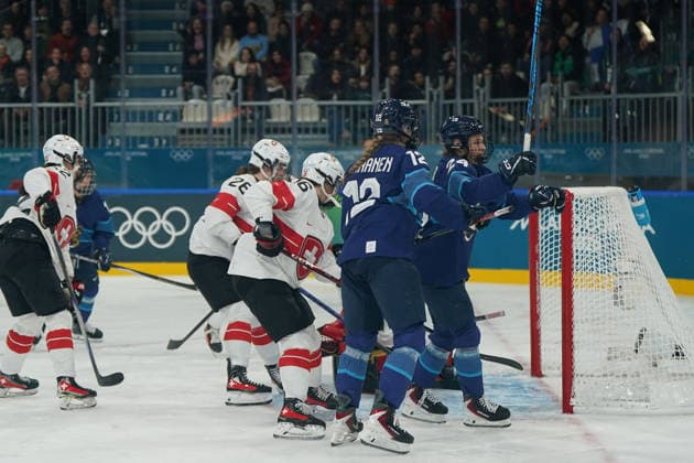Milano Cortina, 2026 , Winter Olympic Games, Olympische Spiele, Olympia, OS Olympische Winter-Olympische spiele 2026 , Eishockey Frauen, Women s Preliminary Round Kanada vs USA Finnland-Schweiz, Finland-Switzerland Ice hockey, Eishockey Arena Rho Milano, Viivi Vainikka Finland, Finnland, FIN , jubelt, celebration Photocopyright Gladys Chai von der Laage *** Milano Cortina, 2026 , Winter Olympic Games, Winter Olympic Games 2026 , Ice Hockey Women, Women s Preliminary Round Canada vs USA Finland Switzerland, Finland Switzerland Ice Hockey Arena Rho Milano, Viivi Vainikka Finland, Finland, FIN , cheers, celebration Photocopyright Gladys Chai von der Laage