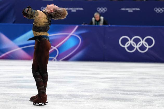 Ilia Malinin from USA competes during the Figure skating, Eiskunstlauf Men Single Skating Short Program at the Milano Cortina 2026 Winter Olympics, in Milan (Italy) February 10, 2026 (Photo Claudio Furlan LaPresse)  Copyright: xClaudioxFurlan LaPressex