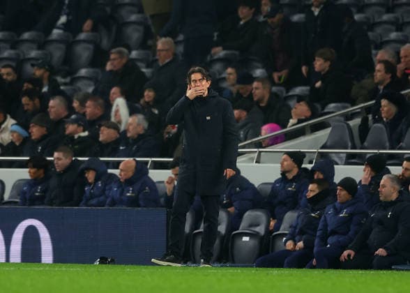 10th February 2026; Tottenham Hotspur Stadium, London, England; Premier League Football, Tottenham Hotspur versus Newcastle United; Tottenham Hotspur manager Thomas Frank looks shocked at full time on the touchline  JohnxPatrickxFletcher Content restricted for UK based newspaper
