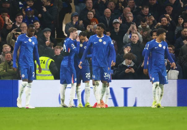 Chelsea v Leeds United, English Premier League, Stamford Bridge, London, UK - 10 02 2026 Cole Palmer of Chelsea celebrates scoring their second during the Premier League home game against Leeds United at Stamford Bridge London Stamford Bridge London GBR, UK NEWSPAPERS OUT Copyright: xMarkxGreenwoodx