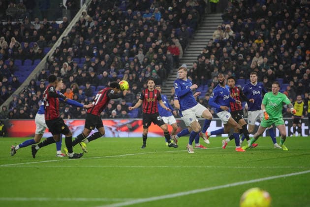 Everton v Bournemouth, Premier League Amine Adli of AFC Bournemouth scores their second goal during the Premier League match between Everton and Bournemouth at Hill Dickinson Stadium, Liverpool, UK on 10 February 2026. Liverpool Hill Dickinson Stadium Merseyside UK Editorial use only DataCo restrictions apply See www.football-dataco.com , Copyright: xAlunxRobertsx PSI-23724-0060