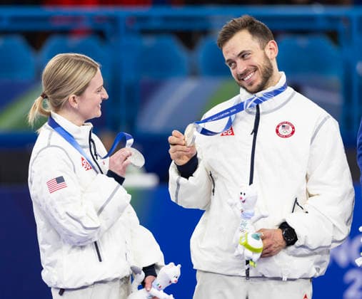 February 10, 2026, Cortina d Ampezzo, Italy: CORY THIESSE and KOREY DROPKIN of the USA lost to Isabella and Rasmus Wranna of Sweden to win the silver medal in the Mixed Doubles Curling at the Cortina Curling Olympic Stadium for the Milano Cortina 2026 Winter Olympics. Team Sweden won 6:5. Olympics 2026: Milano Cortina: Curling Mixed Doubles: USA 7:5 Canada  - ZUMAsc5_ 20260210_oly_sc5_035 Copyright: xErichxSchlegelx