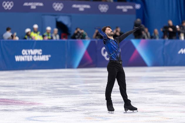 Winter Olympics - Kevin Aymoz At Men s Single Skating - Short Program AJ Kevin Aymoz of Team France competes in Men s Single Skating - Short Program on day four of the Milano Cortina 2026 Winter Olympic Games, Olympische Spiele, Olympia, OS at Milano Ice Skating Arena on February 10, 2026 in Milan, Italy. Photo by Alexis Jumeau ABACAPRESS.COM Milan  Copyright: xJumeauxAlexis ABACAx