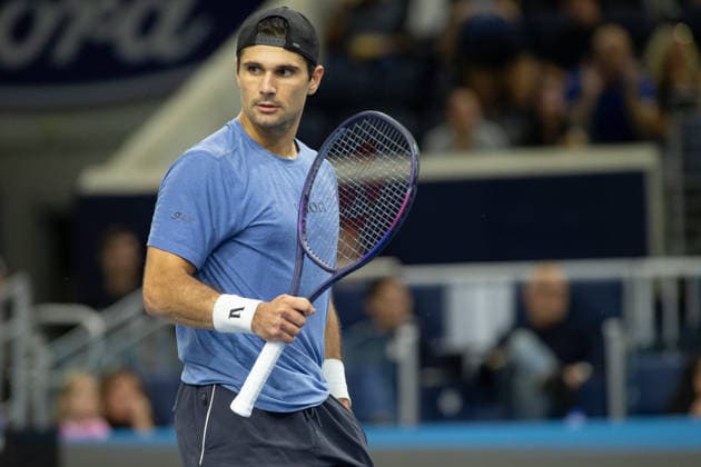 February 10, 2026, Frisco, Texas, USA: MARCOS GIRON (USA) reacts during a menÃ¢â‚¬â ¢s singles match at 2026 Nexo Dallas Open at The Ford Center at The Star in Frisco, Texas. Taylor fritz defeated Marcos Giron, 6:4, 5:7, 7:6. Frisco USA - ZUMAh193 20260210_zsp_h193_182 Copyright: xDanielxMcGregor-Huyerx