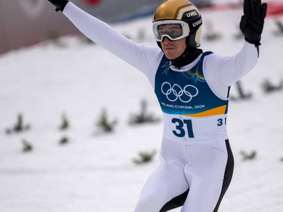 OLYMPICS - Winter Olympic Games, Olympische Spiele, Olympia, OS Milano Cortina 2026 PREDAZZO,ITALY,11.FEB.26 - OLYMPICS, NORDIC SKIING, NORDIC COMBINED, Ski jumping, Skispringen, Ski, nordisch - Winter Olympic Games Milano Cortina 2026, normal hill, men. Image shows Thomas Rettenegger (AUT).  GEPAxpictures xOliverxLerch