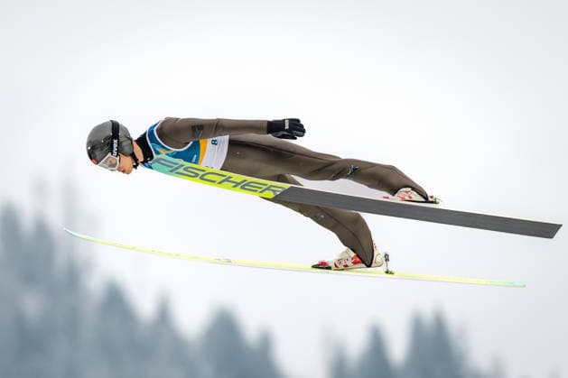 OLYMPICS - Winter Olympic Games, Olympische Spiele, Olympia, OS Milano Cortina 2026 PREDAZZO,ITALY,11.FEB.26 - OLYMPICS, NORDIC SKIING, NORDIC COMBINED, Ski jumping, Skispringen, Ski, nordisch - Winter Olympic Games Milano Cortina 2026, normal hill, men. Image shows Jiawen Zhao (CHN).  GEPAxpictures xMatthiasxTrinkl