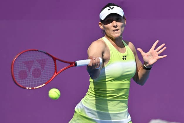WTA, Tennis Damen QATAR TOTALENERGIES OPEN 2026-ROUND OF 16 Varvara Gracheva of France competes in her round of 16 match against Maria Sakkari of Greece during the WTA Qatar TotalEnergies Open 2026 tennis tournament at the Khalifa International Tennis Complex in Doha, Qatar, on February 11, 2026.¨ ¨¨ DOHA Qatar Copyright: xNOUSHADx