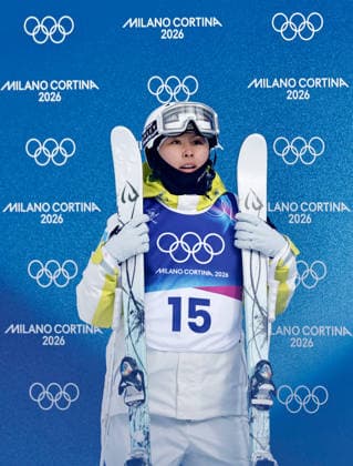 (260211) -- LIVIGNO, Feb. 11, 2026 -- Ayaulym Amrenova of Kazakhstan reacts during the freestyle skiing women s moguls qualification at the Milan-Cortina 2026 Olympic Winter games, Winterspiele,Spiele, Summer games in Livigno, Italy, Feb. 11, 2026. ) (MICO2026)ITALY-LIVIGNO-OLYMPIC WINTER GAMES-FREESTYLE SKIING-WOMEN S MOGULS-QUALIFICATION WangxPeng 