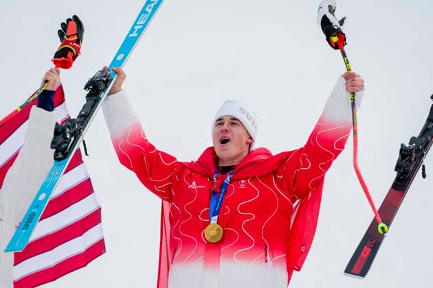 Winter Olympics in Milan Cortina 2026 Bormio, Italy 20260211. Franjo Von Allmen from Switzerland with the gold medal on the podium after the men s alpine skiing Super-G during the Winter Olympics in Milano Cortina 2026. Photo: Cornelius Poppe NTB Bormio Italy EDITORIAL USE ONLY. RESTRICTED USE FOR BETTING COMPANIES Ref:_SPOv4zmnKwlD_Q.jpg *** Winter Olympics in Milan Cortina 2026 Bormio, Italy 20260211 Franjo Von Allmen from Switzerland with the gold medal on the podium after the men s alpine skiing Super G during the Winter Olympics in Milano Cortina 2026 Photo Cornelius Poppe NTB Bormio Italy EDITORIAL USE ONLY RESTRICTED USE FOR BETTING COMPANIES  Copyright: xCorneliusxPoppex xNTBx