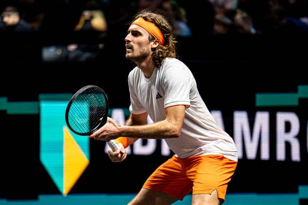 2026-02-11 ABN AMRO Open - Day Three ROTTERDAM, NETHERLANDS - FEBRUARY 11: Stefanos Tsitsipas looks on during Day Three of the ABN AMRO Open at Rotterdam Ahoy on February 11, 2026 in Rotterdam, Netherlands. (Photo by Gabriel Calvino Alonso BSR Agency) Rotterdam Netherlands Content not available for redistribution in The Netherlands directly or indirectly through any third parties. Copyright: xBSRxAgencyx