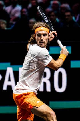 2026-02-11 ABN AMRO Open - Day Three ROTTERDAM, NETHERLANDS - FEBRUARY 11: Stefanos Tsitsipas competing during Day Three of the ABN AMRO Open at Rotterdam Ahoy on February 11, 2026 in Rotterdam, Netherlands. (Photo by Gabriel Calvino Alonso BSR Agency) Rotterdam Netherlands Content not available for redistribution in The Netherlands directly or indirectly through any third parties. Copyright: xBSRxAgencyx