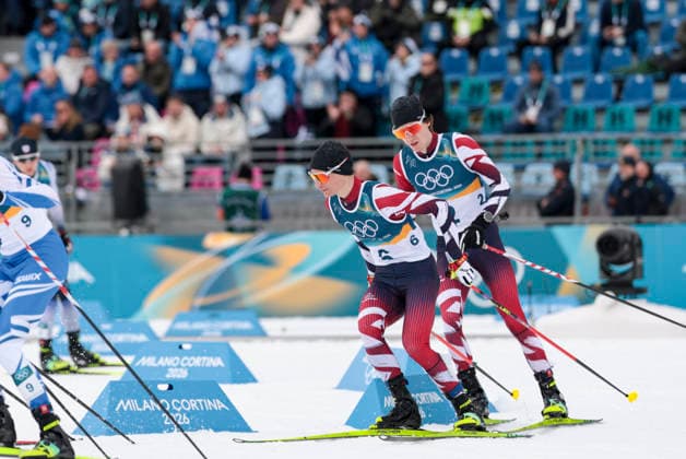 OLYMPICS - Winter Olympic Games, Olympische Spiele, Olympia, OS Milano Cortina 2026 TESERO,ITALY,11.FEB.26 - OLYMPICS, NORDIC SKIING, NORDIC COMBINED, CROSS COUNTRY - Winter Olympic Games Milano Cortina 2026, 10km Gundersen, men. Image shows Johannes Lamparter (AUT) and Thomas Rettenegger (AUT).  GEPAxpictures xMatthiasxTrinkl
