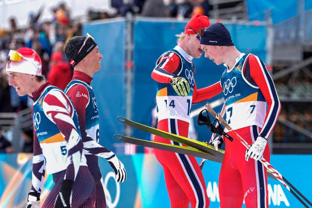 Winter Olympics in Milan Cortina 2026 Val di Fiemme, Italy 20260211. Andreas Skoglund and Jens Luraas Oftebro from Norway during the combined 10 km individual Gundersen on Lago de Tesero during the Winter Olympics in Milano Cortina 2026. Photo: Terje Pedersen NTB Val di Fiemme Italy EDITORIAL USE ONLY. RESTRICTED USE FOR BETTING COMPANIES Ref:_SPO7Huy_5omTHs.jpg *** Winter Olympics in Milan Cortina 2026 Val di Fiemme, Italy 20260211 Andreas Skoglund and Jens Luraas Oftebro from Norway during the combined 10 km individual Gundersen on Lago de Tesero during the Winter Olympics in Milano Cortina 2026 Photo Terje Pedersen NTB Val di Fiemme Italy EDITORIAL USE ONLY RESTRICTED USE FOR BETTING COMPANIES  Copyright: xTerjexPedersenx xNTBx