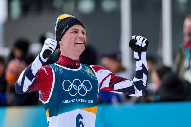 OLYMPICS - Winter Olympic Games, Olympische Spiele, Olympia, OS Milano Cortina 2026 TESERO,ITALY,11.FEB.26 - OLYMPICS, NORDIC SKIING, NORDIC COMBINED, CROSS COUNTRY - Winter Olympic Games Milano Cortina 2026, 10km Gundersen, men. Image shows the rejoicing of Johannes Lamparter (AUT).  GEPAxpictures xMatthiasxTrinkl