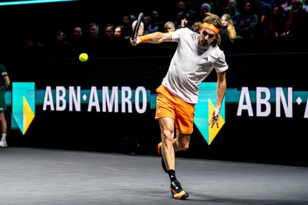 2026-02-11 ABN AMRO Open - Day Three ROTTERDAM, NETHERLANDS - FEBRUARY 11: Stefanos Tsitsipas competing during Day Three of the ABN AMRO Open at Rotterdam Ahoy on February 11, 2026 in Rotterdam, Netherlands. (Photo by Gabriel Calvino Alonso BSR Agency) Rotterdam Netherlands Content not available for redistribution in The Netherlands directly or indirectly through any third parties. Copyright: xBSRxAgencyx