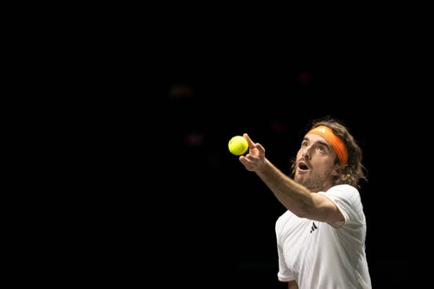 ROTTERDAM, NETHERLANDS - FEBRUARY 11: Stefanos Tsitsipas of Greece in action against Arthur Rinderknech of France on Day 3 of the ABN AMRO Open at Rotterdam Ahoy on February 11, 2026 in Rotterdam, Netherlands. (Photo by Andy Astfalck) Netherlands Copyright: xAndyxAstfalckx