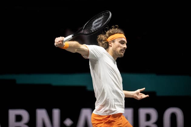 ROTTERDAM, NETHERLANDS - FEBRUARY 11: Stefanos Tsitsipas of Greece in action against Arthur Rinderknech of France on Day 3 of the ABN AMRO Open at Rotterdam Ahoy on February 11, 2026 in Rotterdam, Netherlands. (Photo by Andy Astfalck) Netherlands Copyright: xAndyxAstfalckx