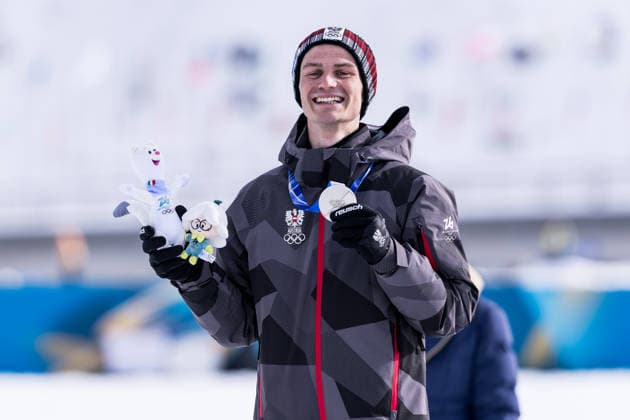 TESERO, ITALY - FEBRUARY 11: Silver medalist Johannes Lamparter (Austria) during the Nordic Combined Individual Gundersen Normal Hill 10km medal ceremony at the Milano Cortina 2026 Olympics at Tesero Cross-Country Skiing Stadium on day 5 of the Milano Cortina 2026 Olympics on February 11, 2026 in Cortina, Italy. Editorial use only. Italy Copyright: xSteffiexWunderlx