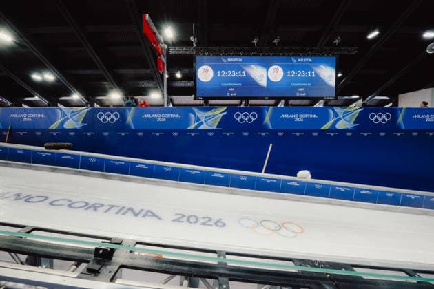 OLYMPICS - Winter Olympic Games, Olympische Spiele, Olympia, OS Milano Cortina 2026 CORTINA D AMPEZZO,ITALY,11.FEB.26 - OLYMPICS, SKELETON - Winter Olympic Games Milano Cortina 2026, men, training. Image shows an overview of the start area.  GEPAxpictures xAlexanderxSolc