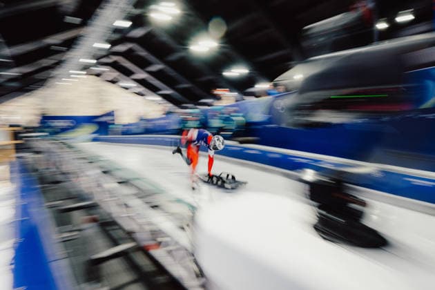 OLYMPICS - Winter Olympic Games, Olympische Spiele, Olympia, OS Milano Cortina 2026 CORTINA D AMPEZZO,ITALY,11.FEB.26 - OLYMPICS, SKELETON - Winter Olympic Games Milano Cortina 2026, men, training. Image shows Josip Brusic (CAN).  GEPAxpictures xAlexanderxSolc
