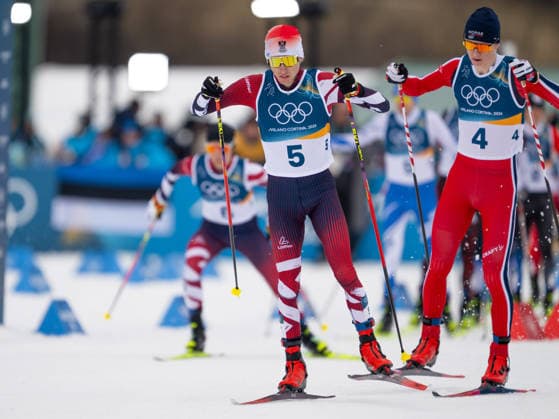 OLYMPICS - Winter Olympic Games, Olympische Spiele, Olympia, OS Milano Cortina 2026 TESERO,ITALY,11.FEB.26 - OLYMPICS, NORDIC SKIING, NORDIC COMBINED, CROSS COUNTRY - Winter Olympic Games Milano Cortina 2026, 10km Gundersen, men. Image shows Stefan Rettenegger (AUT) and Einar Luraas Oftebro (NOR).  GEPAxpictures xOliverxLerch