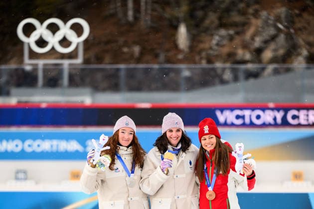 260211 Silver medalist Lou Jeanmonnot of France, gold medalist Julia Simon of France and bronze medalist Lora Hristova of Bulgaria celebrate on the podium after the women s biathlon 15 km individual during day 5 of the 2026 Winter Olympics on February 11, 2026 in Anterselva. Photo: Mathias Bergeld BILDBYRAN kod MB JM0789 skidskytte biathlon skiskyting Olympic Games, Olympische Spiele, Olympia, OS olympics winter olympics os ol olympiska spel vinter-os olympiske leker milano cortina 2026 milan cortina 2026 milano cortina 2026 olympic games milano cortina 2026 winter olympic games milano cortina-os milano cortina-ol vinter-ol 5 bbeng individual 15 km dam women kvinner Gold guld Bronze brons medal medalj *** 260211 Silver medalist Lou Jeanmonnot of France, gold medalist Julia Simon of France and bronze medalist Lora Hristova of Bulgaria celebrate on the podium after the women s biathlon 15 km individual during day 5 of the 2026 Winter Olympics on February 11, 2026 in Anterselva Photo Mathias Bergeld BILDBYRAN code MB JM0789 biathlon biathlon olympic games olympics olympics winter olympics os ol olympiska spel vinter os olympiske leker milano cortina 2026 milan cortina 2026 milano cortina 2026 olympic games milano cortina 2026 winter olympic games milano cortina os milano cortina ol vinter ol 5 bbeng individual 15 km dam women kvinner Gold guld Bronze bronz medal medal  Copyright: MATHIASxBERGELD BB260211MB103
