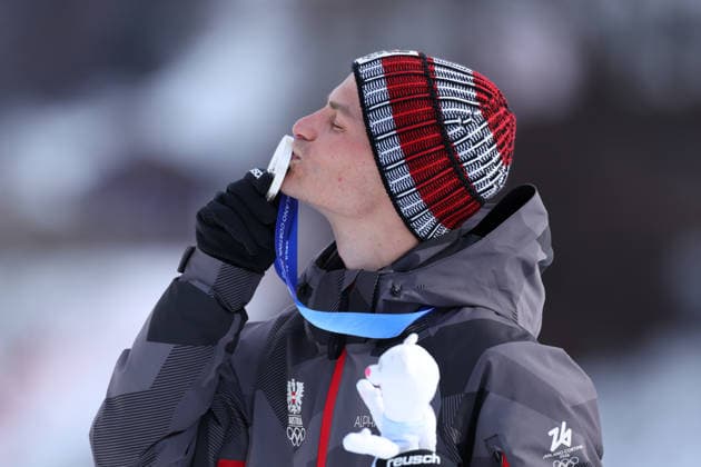 LAMPARTER Johannes (AUT), FEBRUARY 11, 2026 - Nordic Combined : Individual NH 10km Medal ceremony during the Milano Cortina 2026 Olympic Winter games, Winterspiele,Spiele, Summer games at Tesero Cross-Country Skiing Stadium in Tesero, Italy. Noxthirdxpartyxsales  aflo_319357204