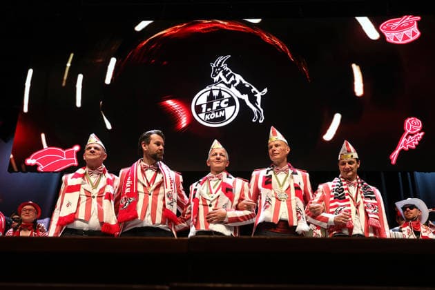 1. FC Köln, Karnevalssitzung, von links: Jörg Alvermann, Thomas Kessler, Philipp Türoff, Jörn Stobbe, Ulf Sobek, 10.02.2026, (1. FC Köln), Bild: *** Local Caption *** Ausschließlich redaktionelle Nutzung Editorial use only *** Sport 1 FC Köln, carnival meeting, from left Jörg Alvermann, Thomas Kessler, Philipp Türoff, Jörn Stobbe, Ulf Sobek, 10 02 2026, 1 FC Köln , Bild Local Caption Editorial use only Editorial use only