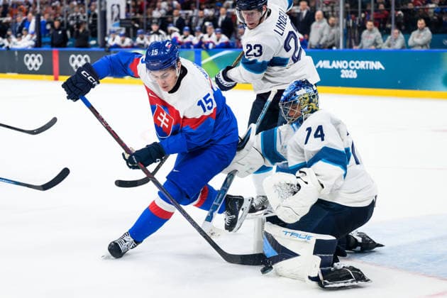 260211 Dalibor Dvorsky of Slovakia against Esa Lindell and Juuse Saros of Finland in the men s Ice hockey, Eishockey game between Slovakia and Finland during day 5 of the 2026 Winter Olympics on February 11, 2026 in Milan. Photo: Carl Sandin BILDBYRAN kod CS CS0869 ishockey ice hockey Olympic Games, Olympische Spiele, Olympia, OS olympics winter olympics os ol olympiska spel vinter-os olympiske leker milano cortina 2026 milan cortina 2026 milano cortina 2026 olympic games milano cortina 2026 winter olympic games milano cortina-os milano cortina-ol vinter-ol 5 bbeng slovakia slovakien finland *** 260211 Dalibor Dvorsky of Slovakia against Esa Lindell and Juuse Saros of Finland in the men s ice hockey game between Slovakia and Finland during day 5 of the 2026 Winter Olympics on February 11, 2026 in Milan Photo Carl Sandin BILDBYRAN kod CS CS0869 ishockey ice hockey olympic games olympics winter olympics os ol olympiska spel vinter os olympiske leker milano cortina 2026 milan cortina 2026 milano cortina 2026 olympic games milano cortina 2026 winter olympic games milano cortina os milano cortina ol vinter ol 5 bbeng slovakia slovakien finland  Copyright: CARLxSANDIN BB260211CS083