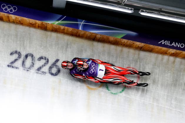 OLYMPICS - Winter Olympic Games, Olympische Spiele, Olympia, OS Milano Cortina 2026 CORTINA D AMPEZZO,ITALY,11.FEB.26 - OLYMPICS, LUGE - Winter Olympic Games Milano Cortina 2026, men, doubles. Image shows Thomas Steu and Wolfgang Kindl (AUT).  GEPAxpictures xMaticxKlansek