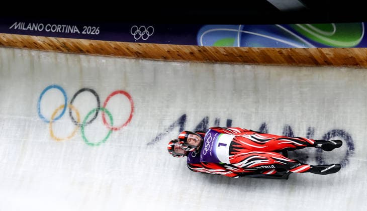 OLYMPICS - Winter Olympic Games, Olympische Spiele, Olympia, OS Milano Cortina 2026 CORTINA D AMPEZZO,ITALY,11.FEB.26 - OLYMPICS, LUGE - Winter Olympic Games Milano Cortina 2026, men, doubles. Image shows Thomas Steu and Wolfgang Kindl (AUT).  GEPAxpictures xMaticxKlansek