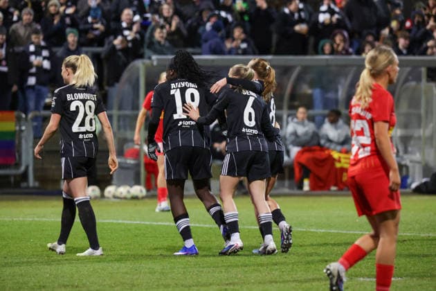 11.02.2026, xgrfx, Fussball UEFA Women s Europa Cup 1 4 Finale, Eintracht Frankfurt - FC Nordsjaelland v.l. Tor, Ncole Anyomi (Eintracht Frankfurt) (DFL DFB REGULATIONS PROHIBIT ANY USE OF PHOTOGRAPHS as IMAGE SEQUENCES and or QUASI-VIDEO) Stadion am Brentanobad
