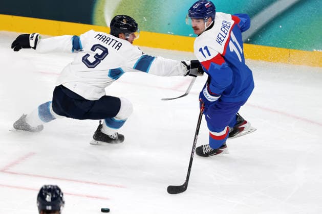 Milano Cortina 2026, Milan, Italy, 11.02, 2026, MiCo2026, MiCo, 2026, Olympics, Olympic, Winter Olympic, Olympic Winter games, Winterspiele,Spiele, Summer games Ice hockey, Eishockey Finland, Slovakia Olli Maatta of Finland and Milos Kelemen of Slovakia in action during Men™s Premilinary round Group B Ice Hockey match between Slovakia and Finland teams of Milano Cortina 2026 Olympic Winter Games in Milan, Italy, 11.02.2026. Photo: Roman Koksarov (RKF) Milan Italy Copyright: xRomanxKoksarovx 0B4A0416.JPG