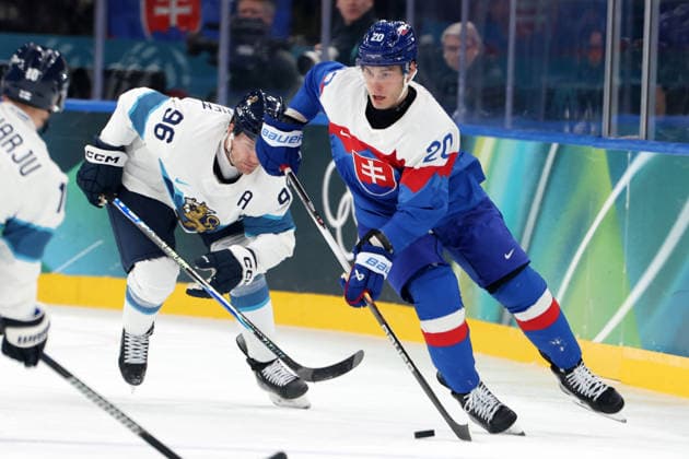 Milano Cortina 2026, Milan, Italy, 11.02, 2026, MiCo2026, MiCo, 2026, Olympics, Olympic, Winter Olympic, Olympic Winter games, Winterspiele,Spiele, Summer games Ice hockey, Eishockey Finland, Slovakia Juraj Slafkovsky of Slovakia and Mikko Rantanen of Finland in action during Men™s Premilinary round Group B Ice Hockey match between Slovakia and Finland teams of Milano Cortina 2026 Olympic Winter Games in Milan, Italy, 11.02.2026. Photo: Roman Koksarov (RKF) Milan Italy Copyright: xRomanxKoksarovx 0B4A0752.JPG