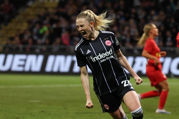 FBL - UEFA Women™s Europa Cup 2025 26 Eintracht Frankfurt - Nordsjaelland Rebecka Blomqvist (Eintracht Frankfurt) scores the goal to 2:0, celebrate during the Women™s Europa Cup match between Eintracht Frankfurt and Nordsaelland at Stadion am Brentanobad in Frankfurt am Main, Germany, February 11, 2026. Copyright: JoaquimxFerreira
